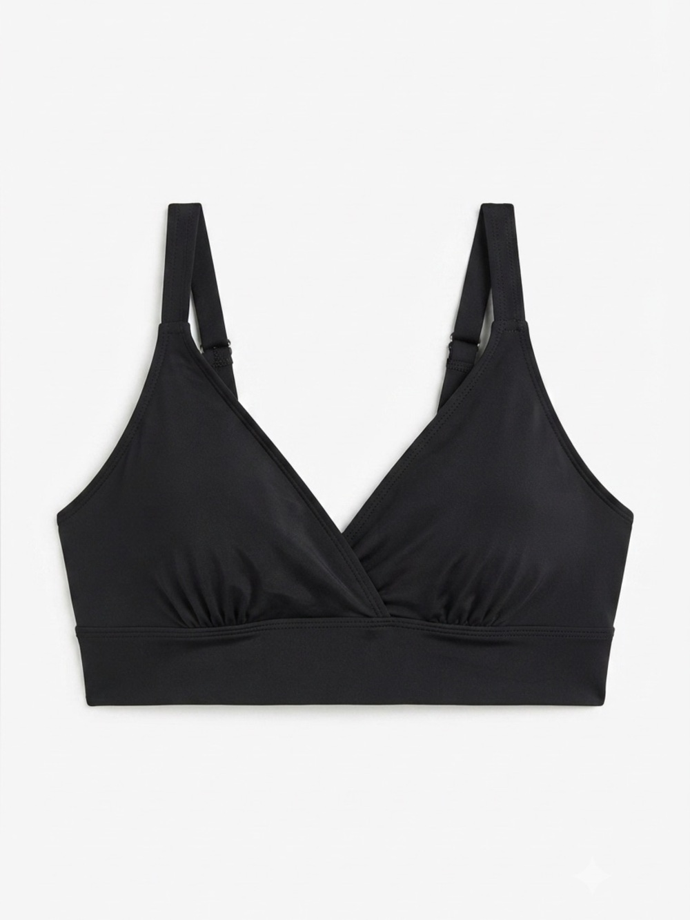 Black Cross Front Swim Top Size 16W V-Neck Adjustable Straps Bikini Tankini